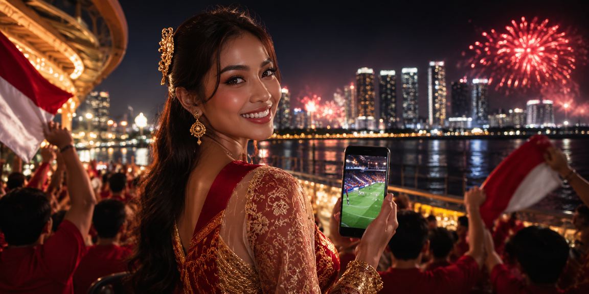 Pemain mobile casino menikmati festival game online Vietnam di malam hari yang ramai
